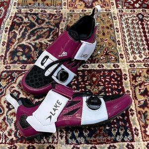 NEW Lake Cycling TX322 WIDE AIR size 39.5 in purple/navy triathlon shoes